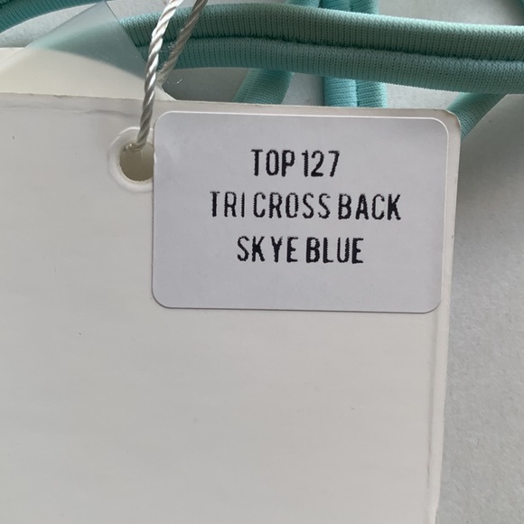 NWT Kulani Kinis Triangle Bikini Top 127 Tri Cross Back Skye Blue Size Small - Picture 9 of 11